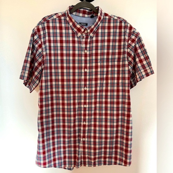 Izod Other - Izod Red Plaid Button Down Short Sleeve Shirt XL